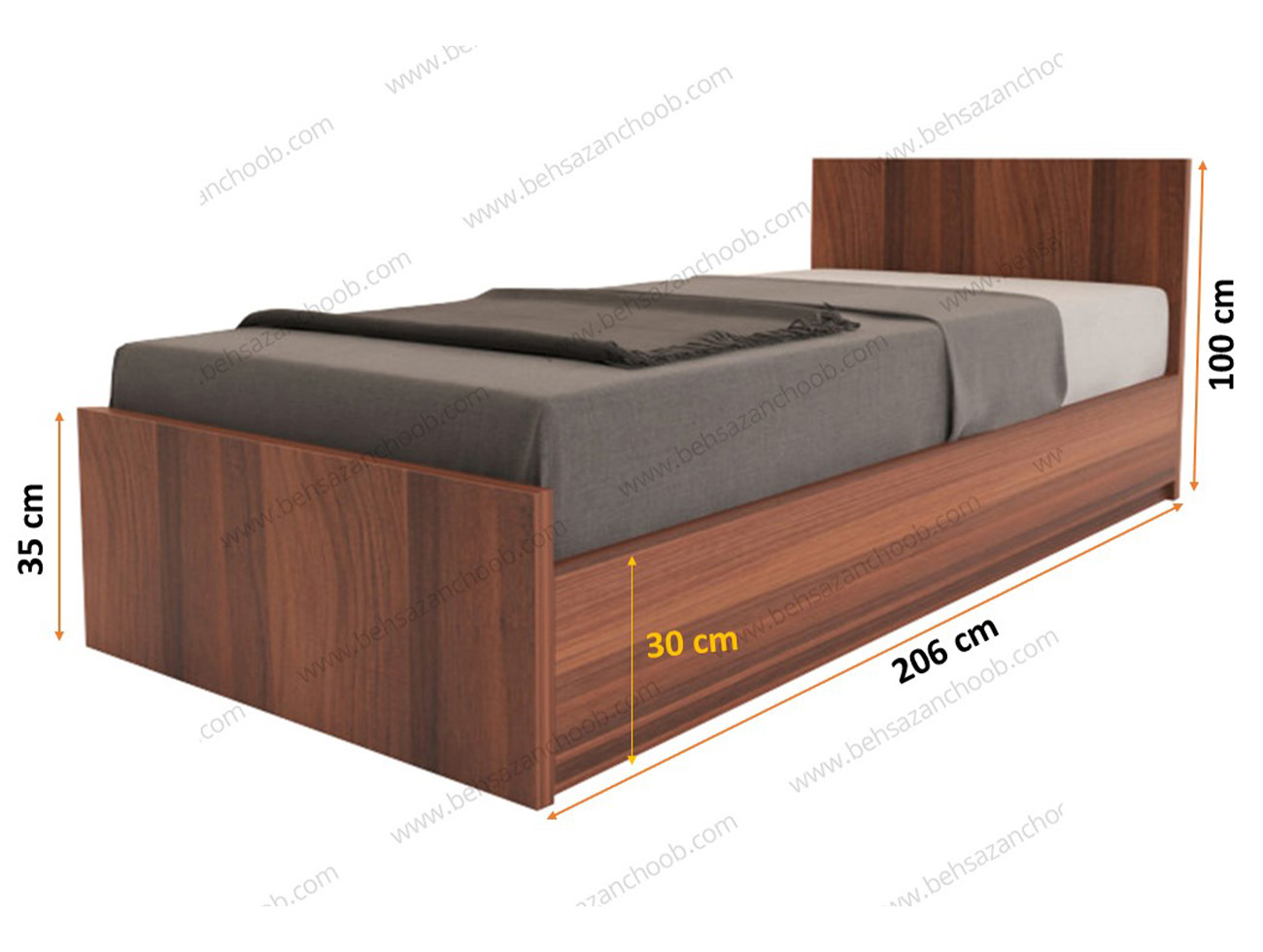 تخت تک نفره چوبی رابین T721